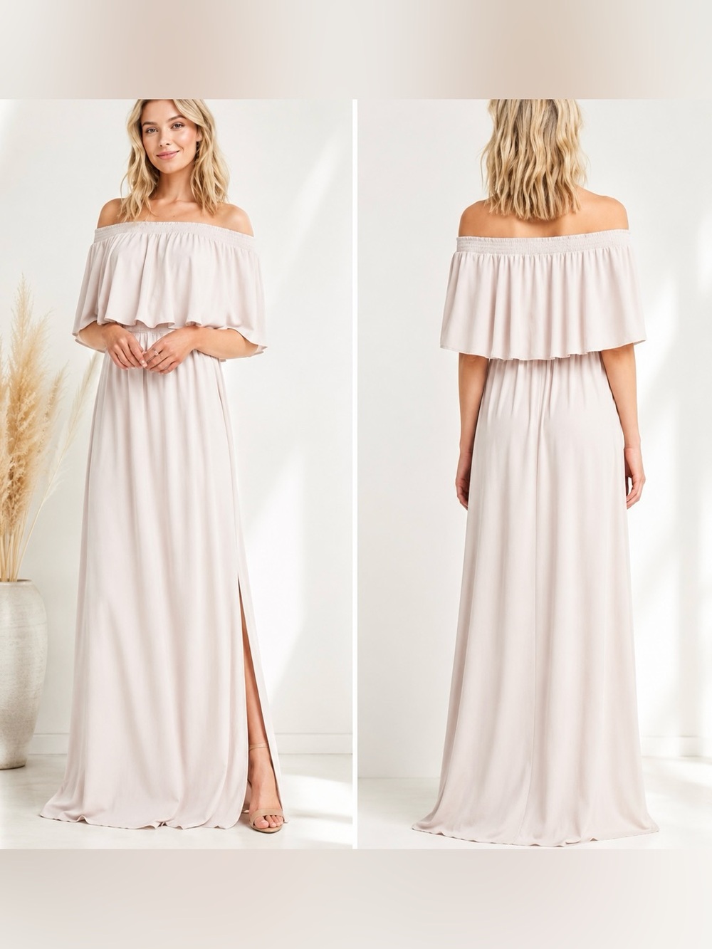 Show Me Your MuMu | Nude Ruffled Maxi Dress, M